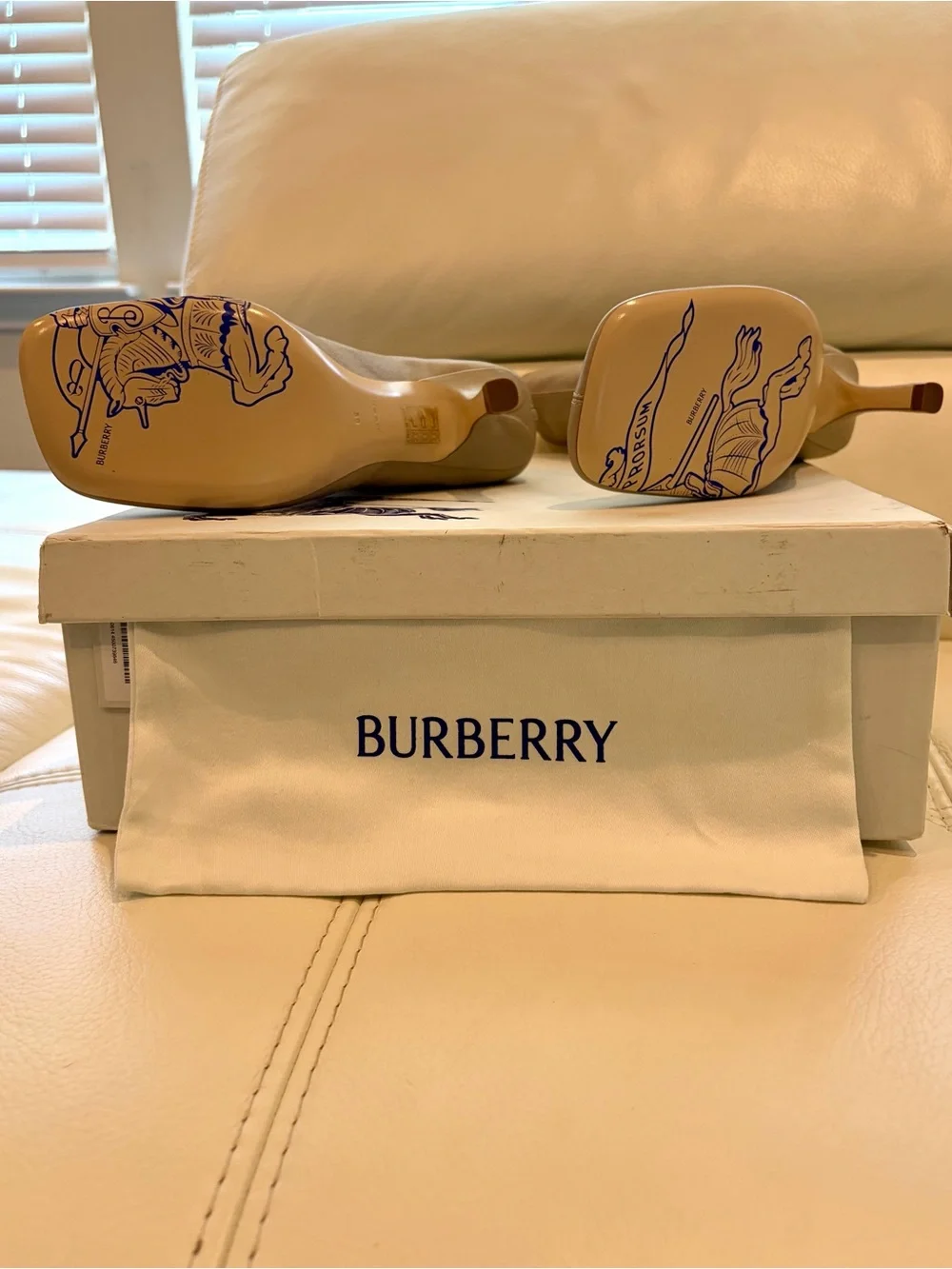 Burberry Square Toe Ankle Boots with Gold Chain